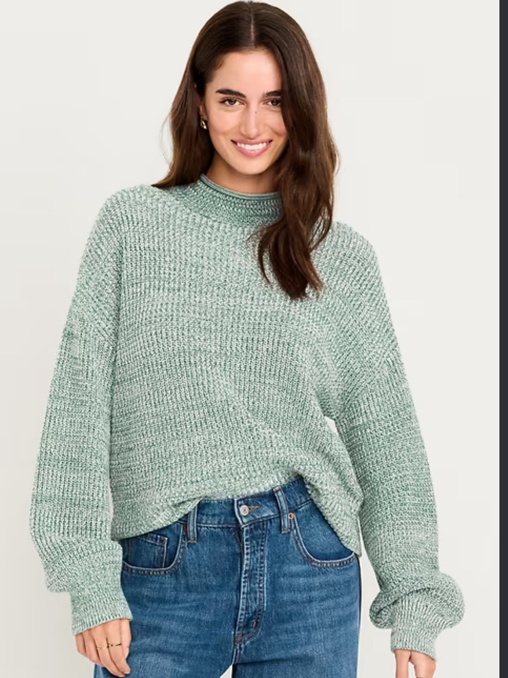 Old Navy Marled Seafoam Roll-Neck Sweater